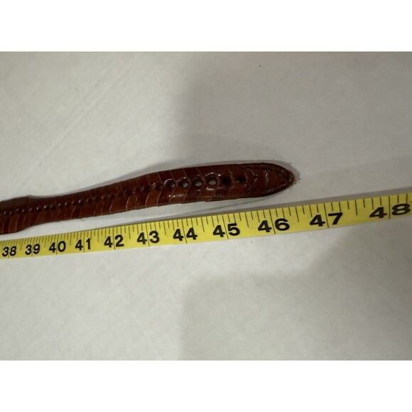 Vintage Braided Leather Belt Mens 42 Brown Gold  Brass Buckle Heritage Gentleman - Picture 8 of 16